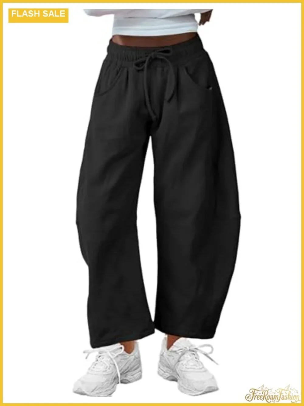 High-Rise Wide Leg Sweatpants Barrel Balloon with Pockets